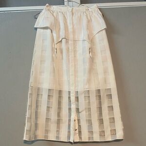 Murmur White Women's midi Skirt with Garter detail